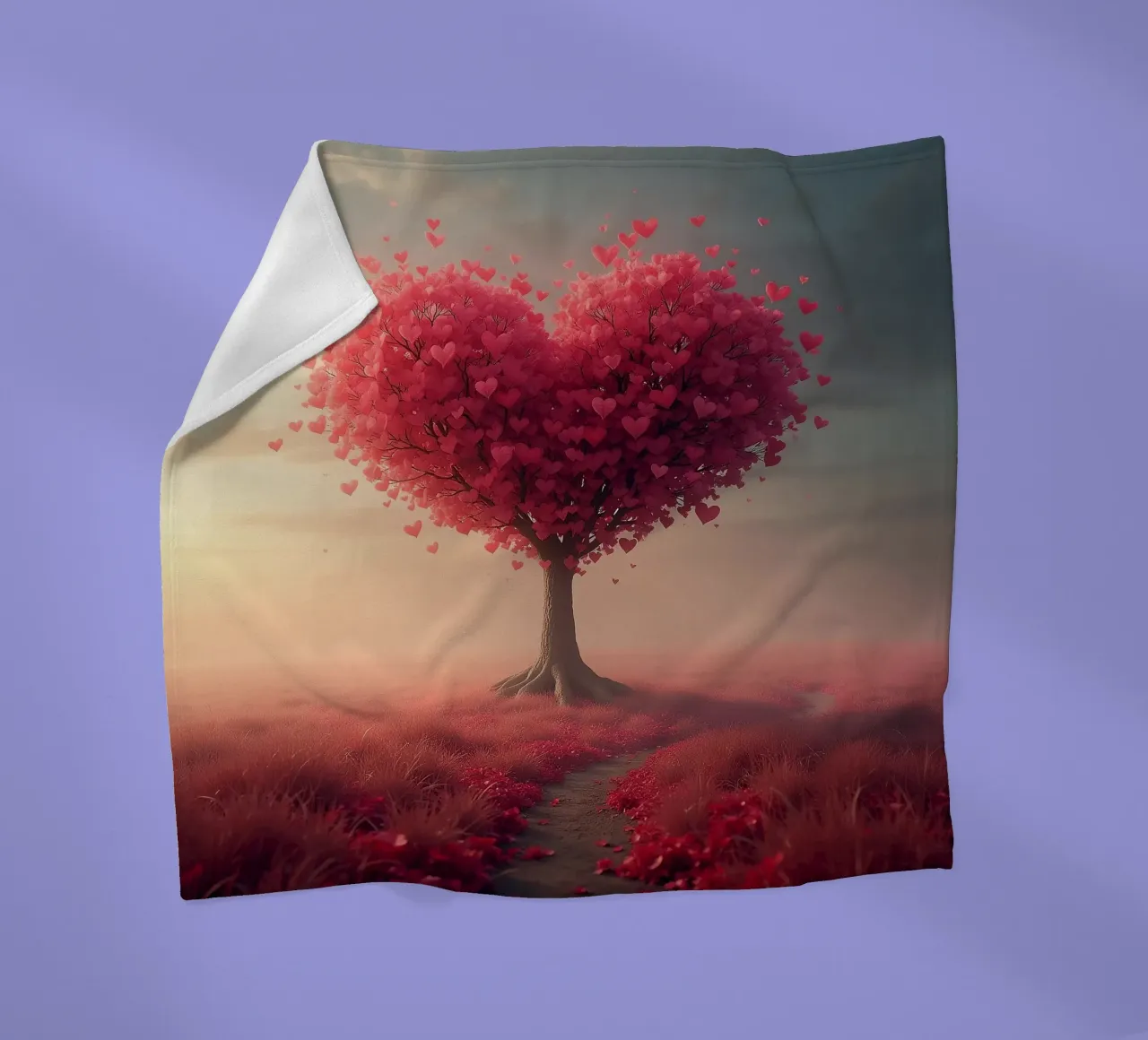Albero con cuori_2 coperta in pile da Pink- und LoveArt by LK