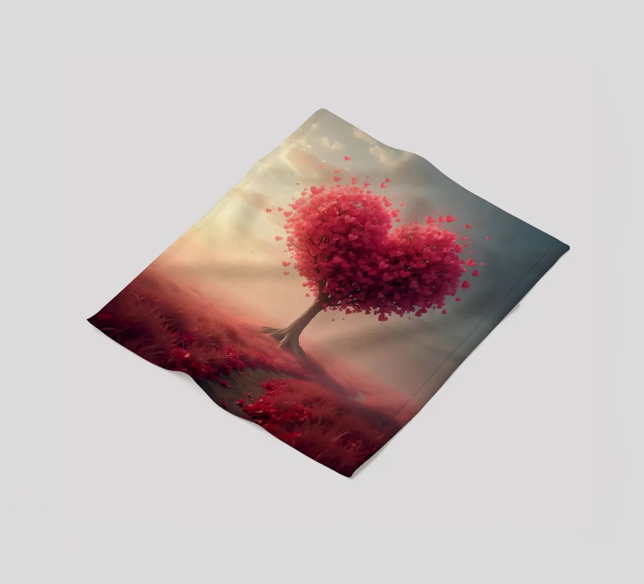 Albero con cuori_2 coperta in pile da Pink- und LoveArt by LK