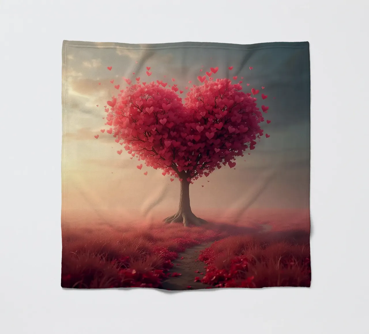 Albero con cuori_2 coperta in pile da Pink- und LoveArt by LK