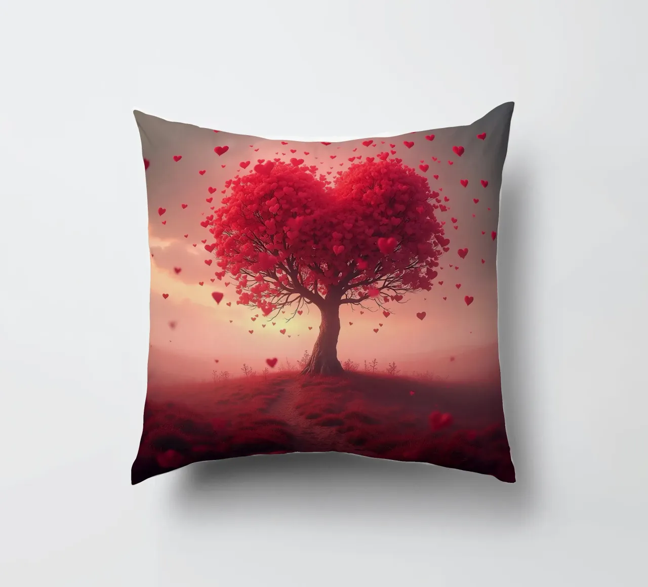 Albero con cuori_3 cuscino da Pink- und LoveArt by LK