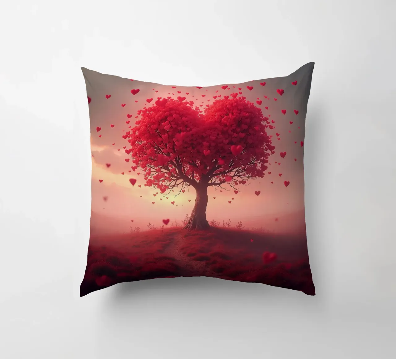 Albero con cuori_3 cuscino da Pink- und LoveArt by LK