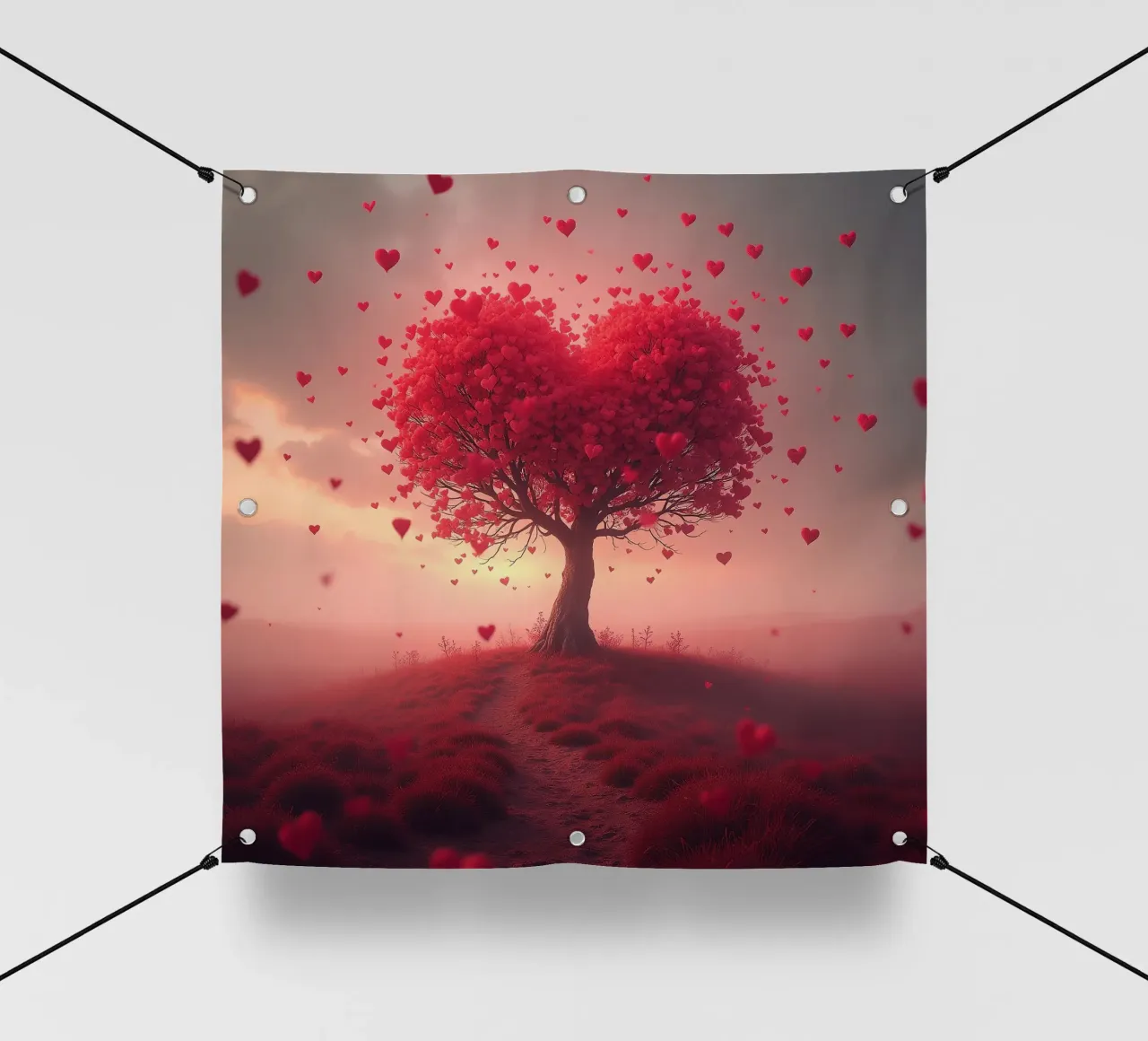 Albero con cuori_3 telo in pvc da Pink- und LoveArt by LK