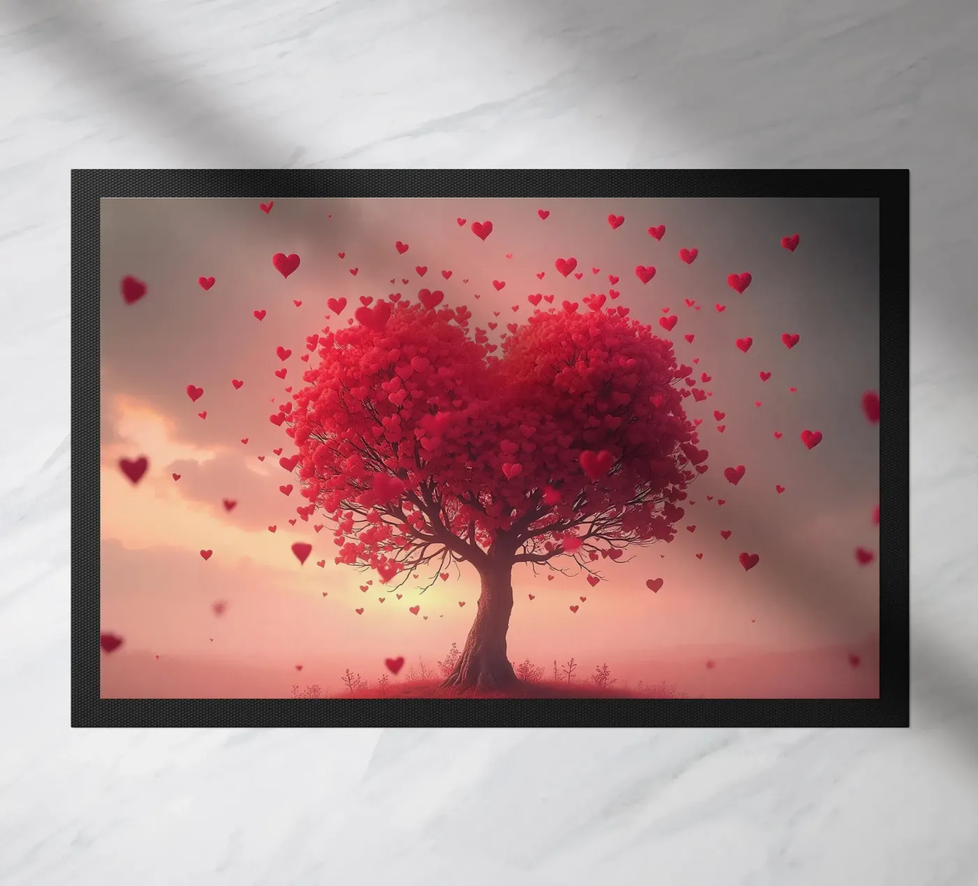 Baum mit Herzen_3 Fußmatte von Pink- und LoveArt by LK