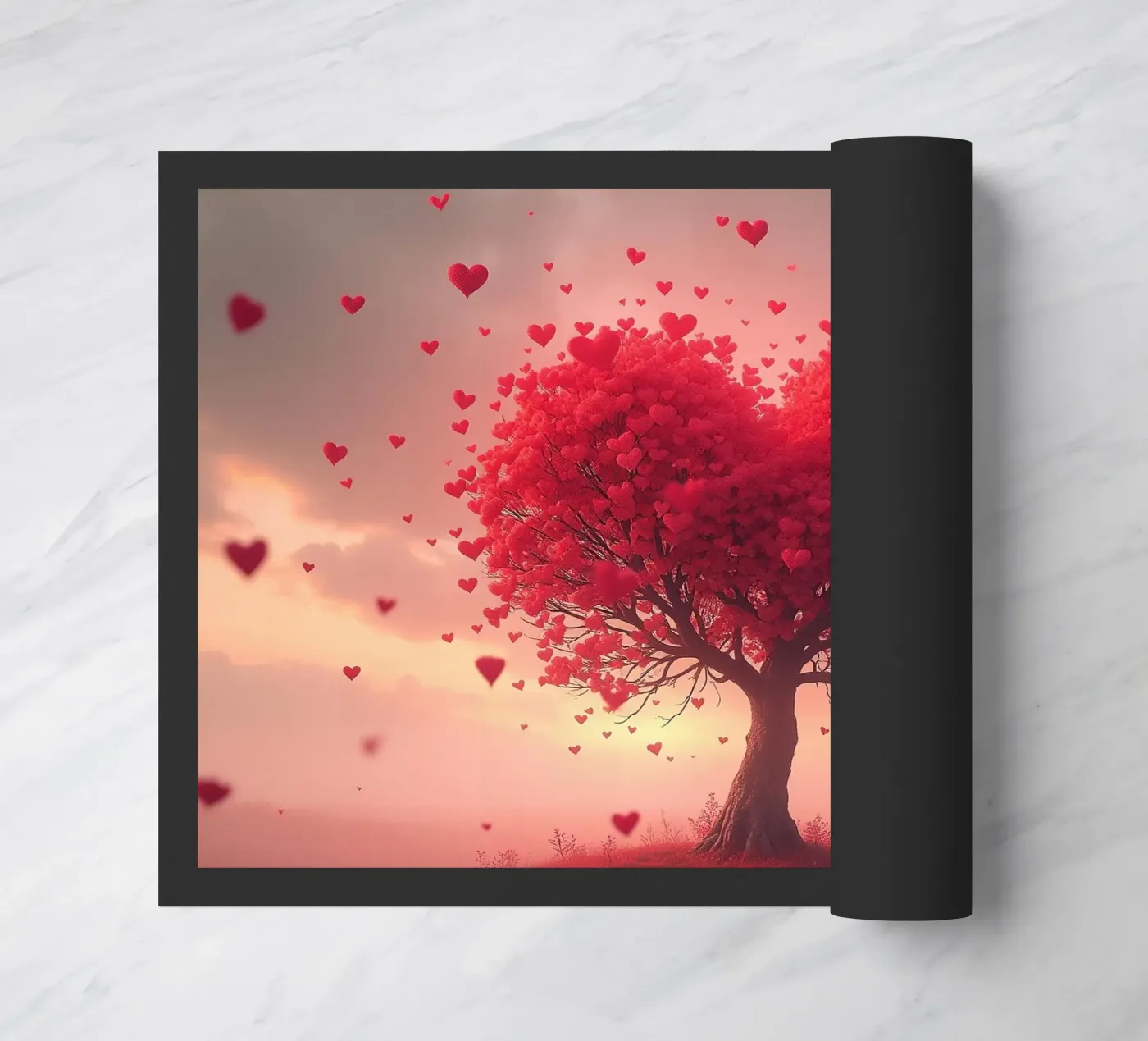 Baum mit Herzen_3 Fußmatte von Pink- und LoveArt by LK