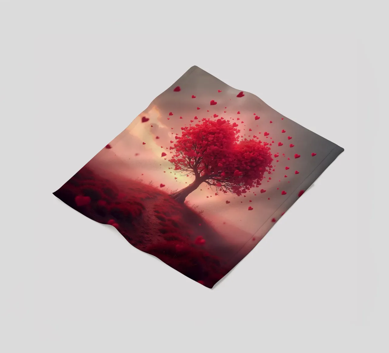 Albero con cuori_3 coperta in pile da Pink- und LoveArt by LK