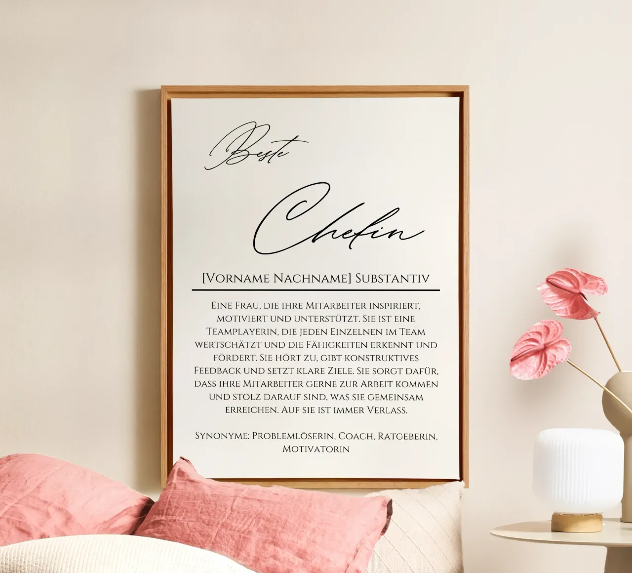 Definizione Best CHEFIN, regalo personalizzato, ufficio tela con Cornice a cassetta da Wortfieber