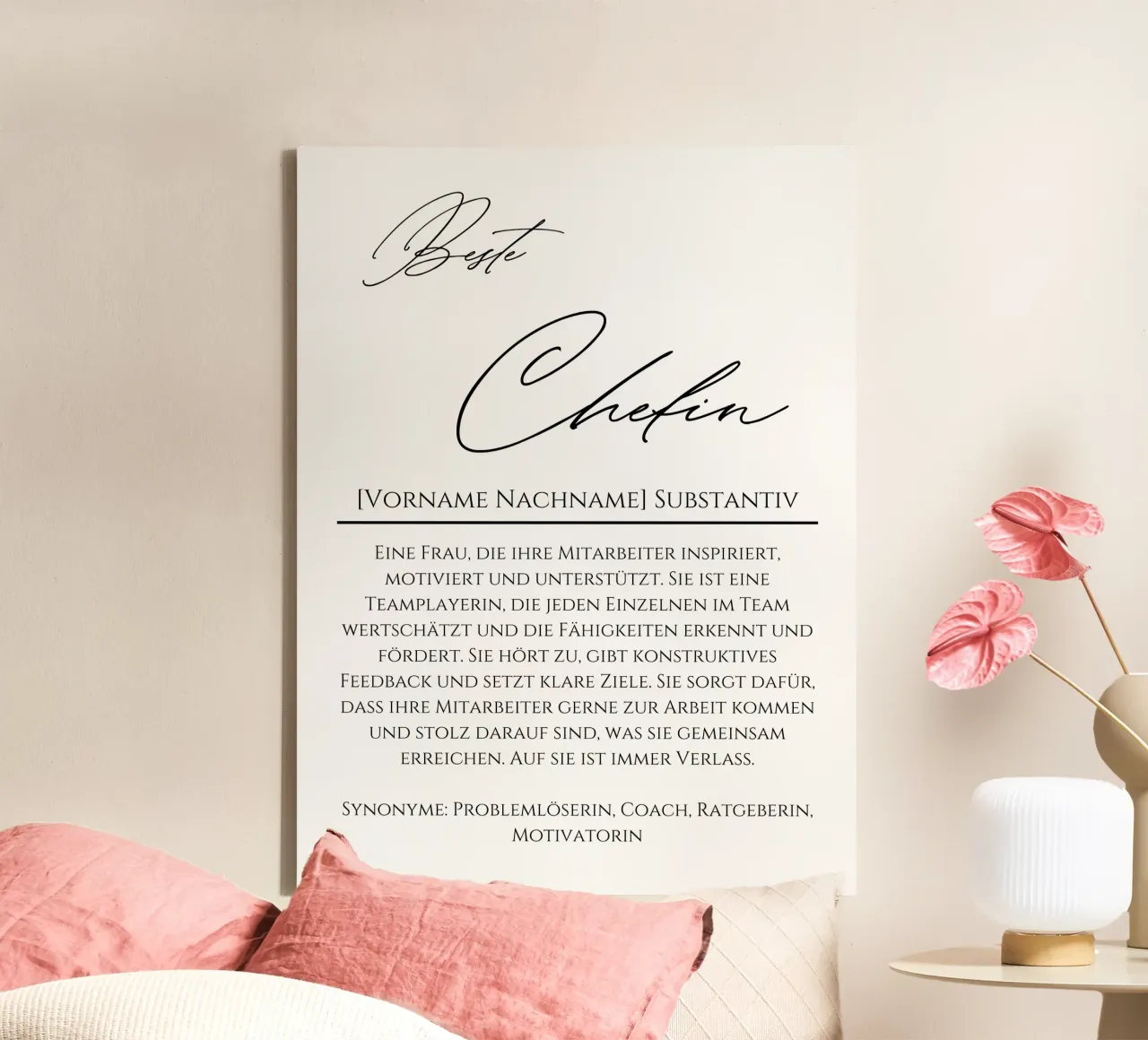 Definizione Best CHEFIN, regalo personalizzato, ufficio tela con Cornice a cassetta da Wortfieber