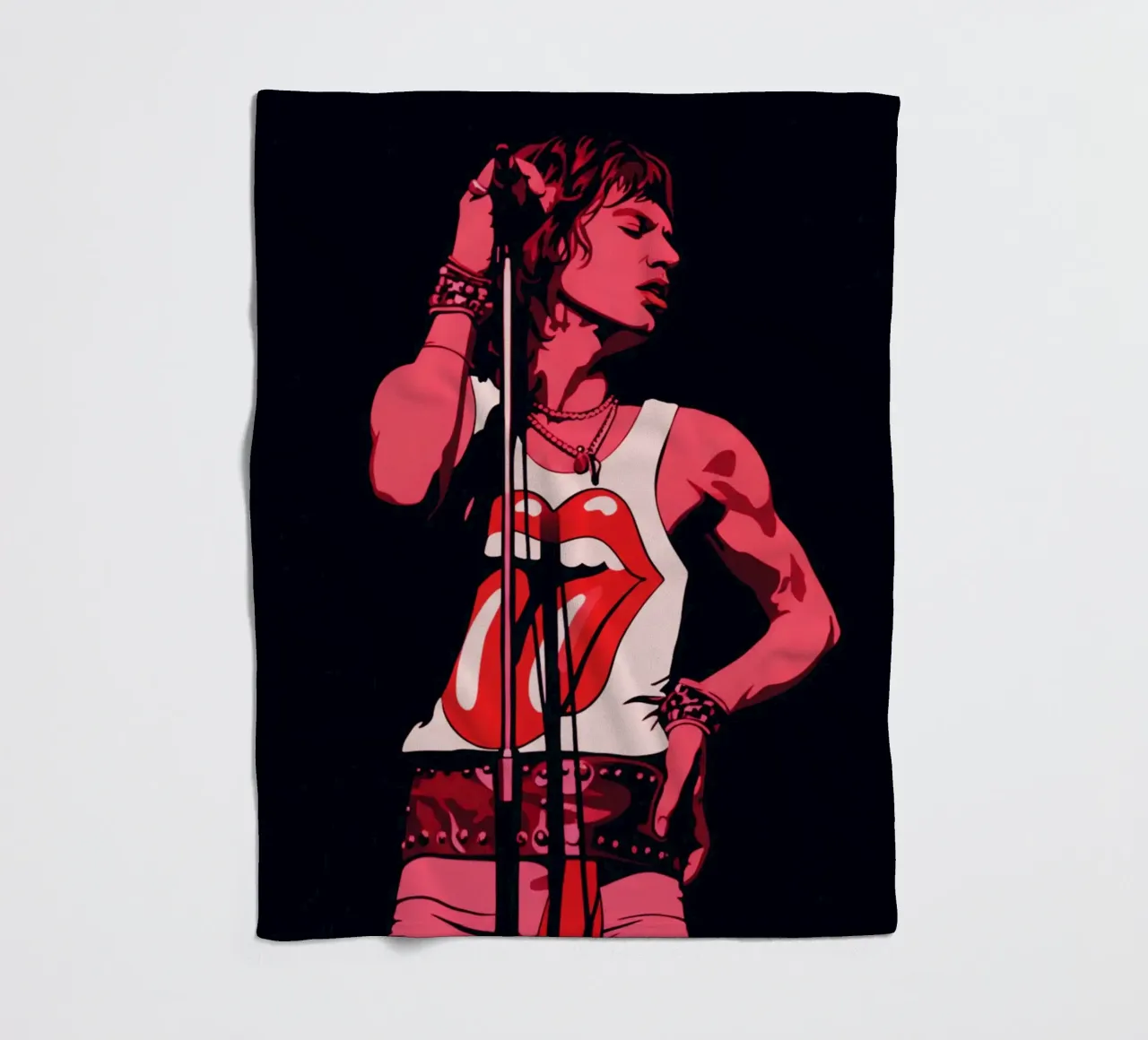 Mick Jagger in rosa nero coperta in pile da Lembayung art