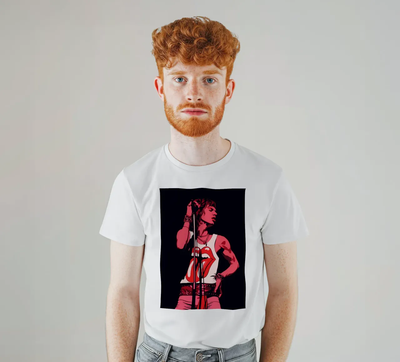 Mick Jagger in rosa nero t-shirt da Lembayung art
