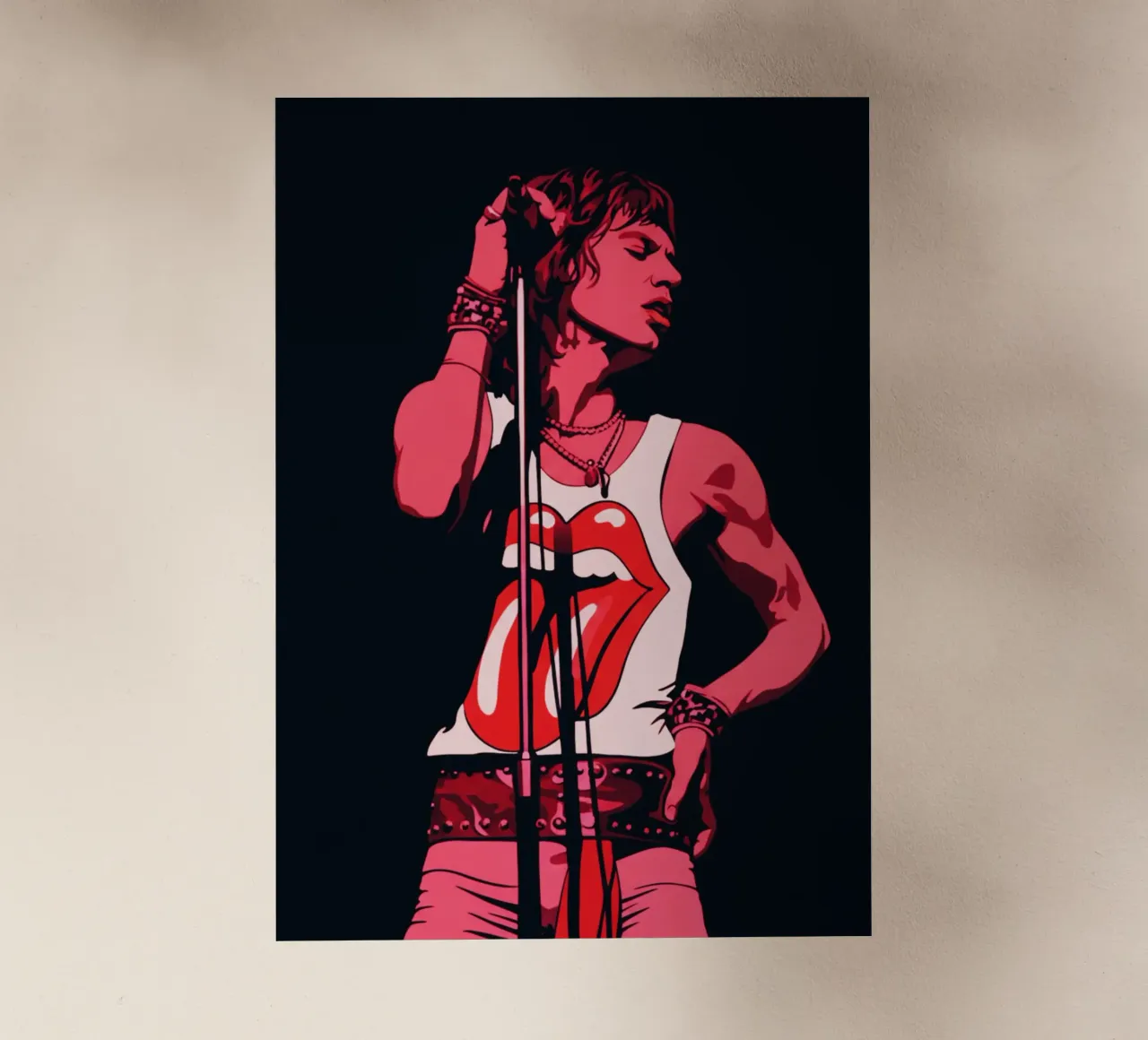 Mick Jagger in rosa nero pellicola backlit da Lembayung art