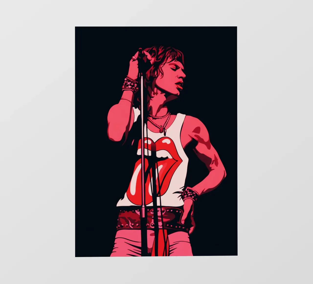 Mick Jagger in rosa nero pellicola backlit da Lembayung art