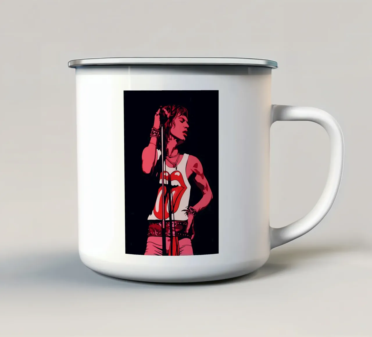 Mick Jagger in rosa nero tazza in smalto da Lembayung art
