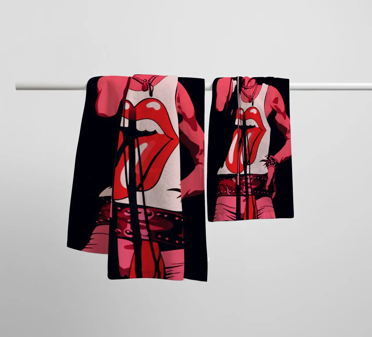 Mick Jagger in rosa nero asciugamano da bagno da Lembayung art