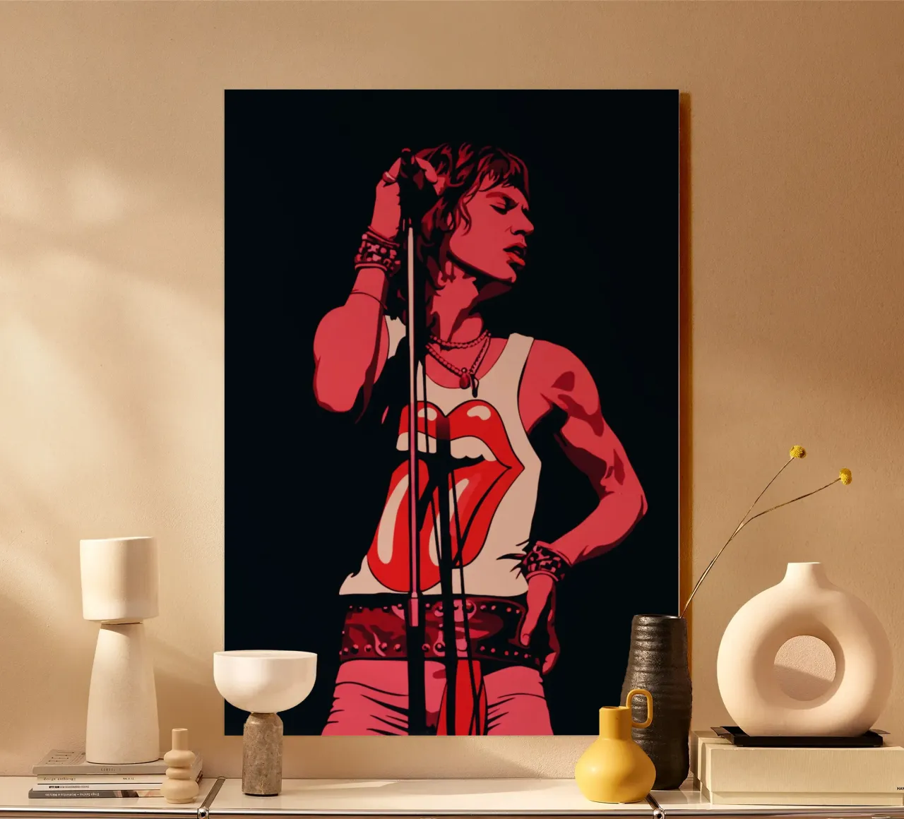 Mick Jagger in rosa nero alluminio dibond da Lembayung art