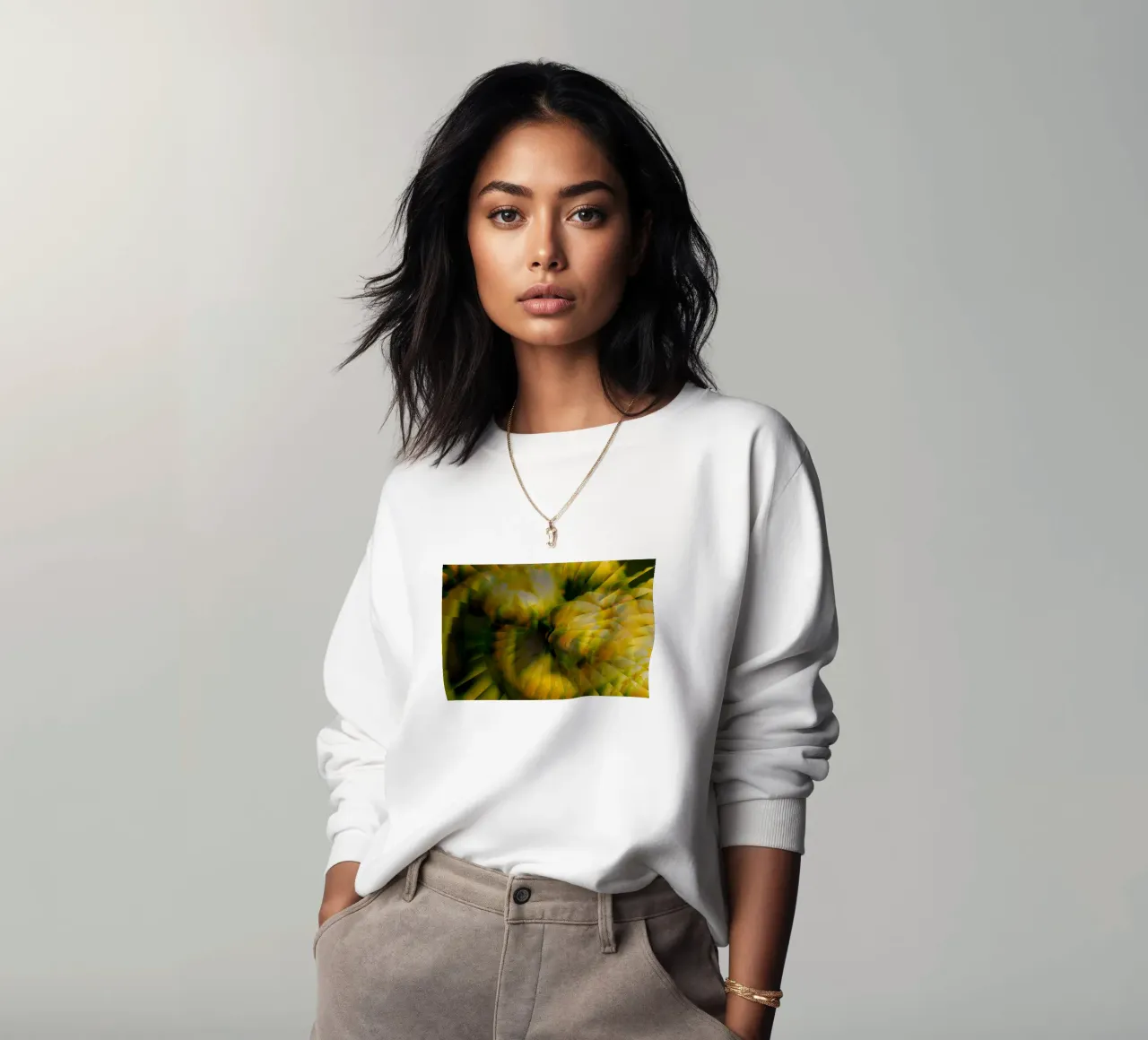Motif dynamique abstrait en jaune, vert et blanc. sweat de Something for you