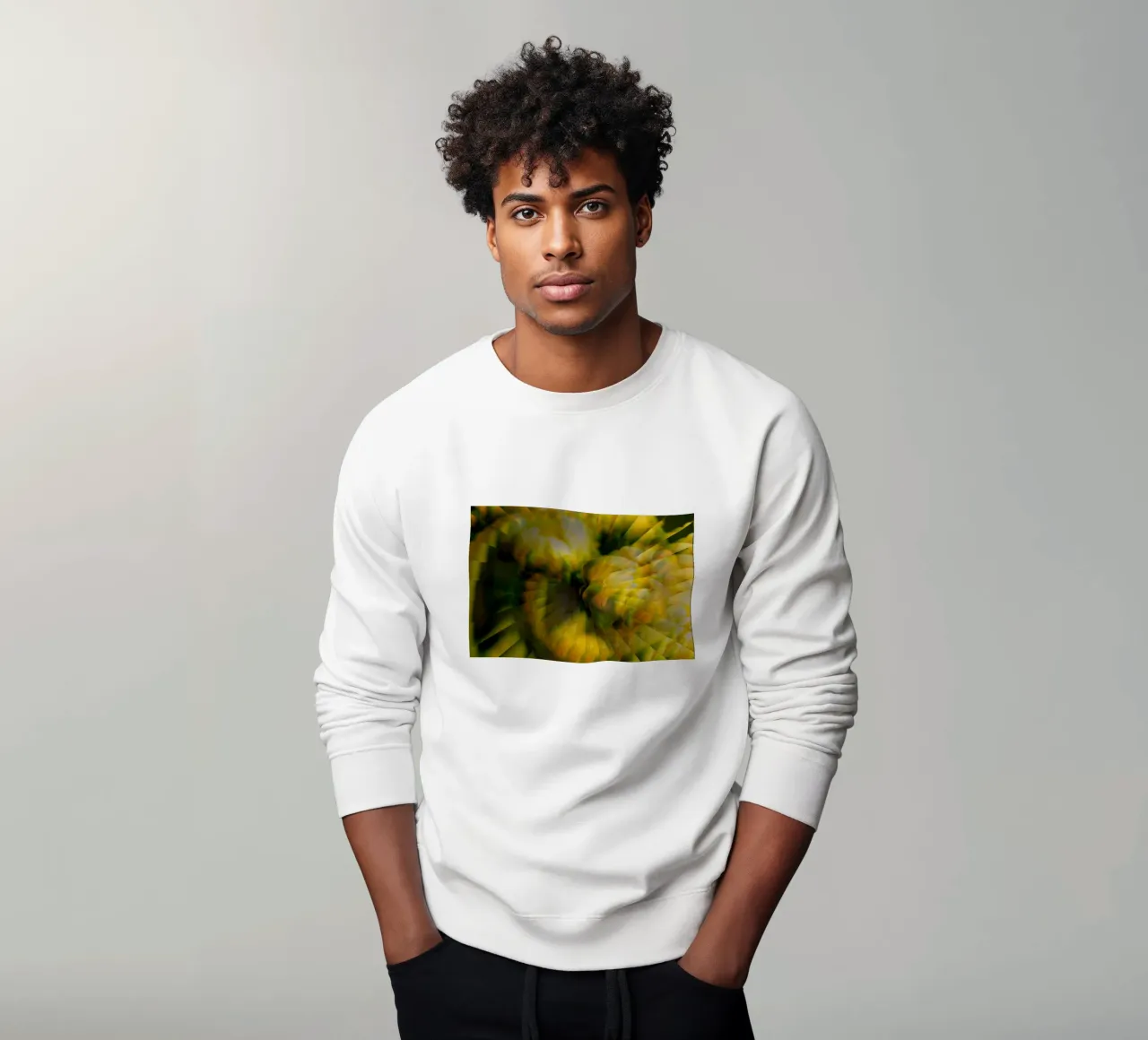Motif dynamique abstrait en jaune, vert et blanc. sweat de Something for you