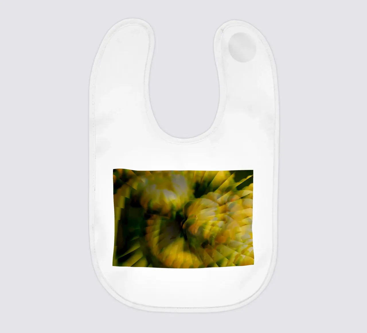 Abstract dynamic pattern in yellow, green and white. baby bib by Something for you