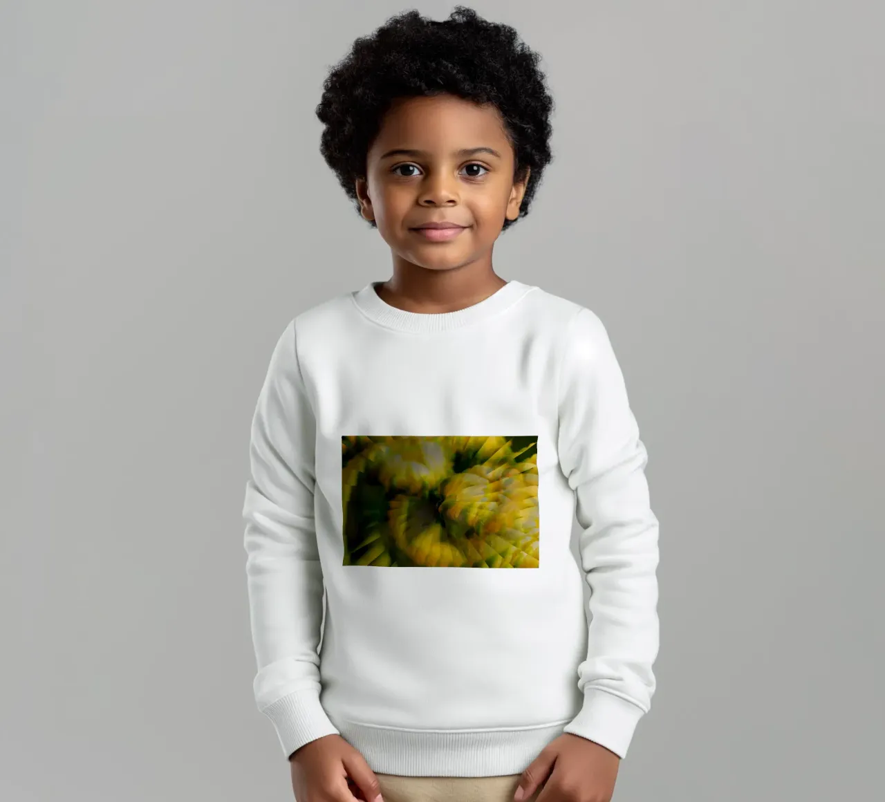Motif dynamique abstrait en jaune, vert et blanc. sweat enfant de Something for you