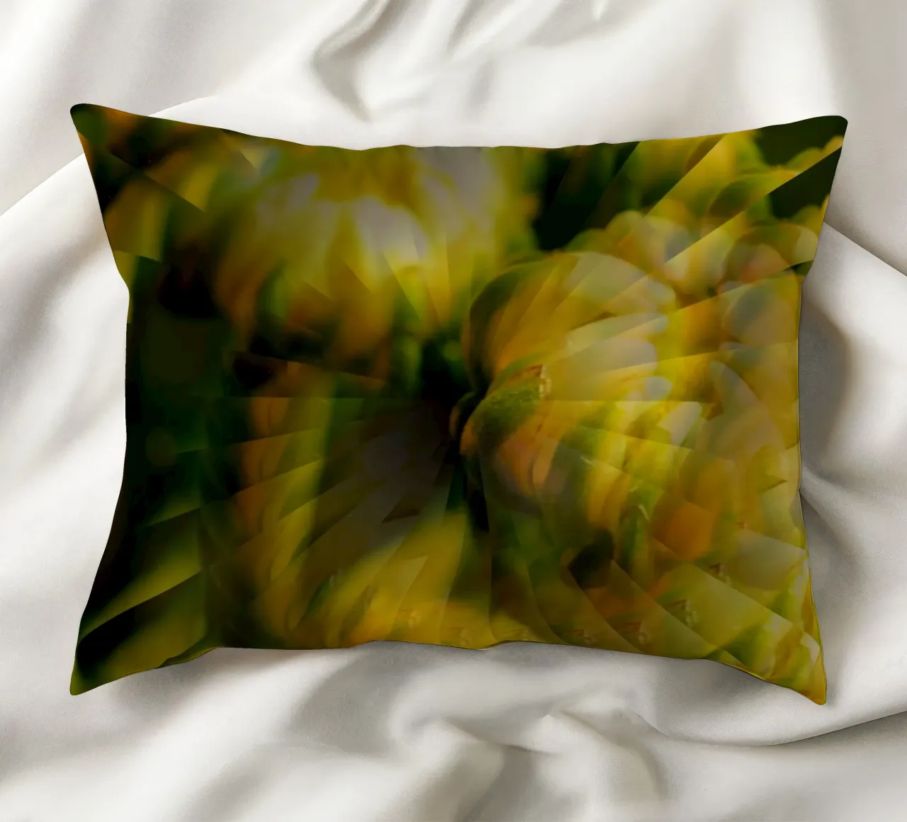 Motif dynamique abstrait en jaune, vert et blanc. coussin de Something for you