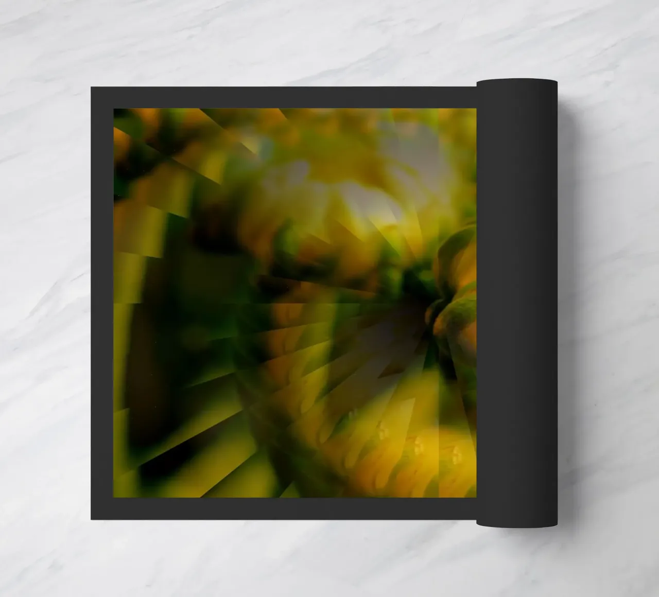 Motif dynamique abstrait en jaune, vert et blanc. paillasson de Something for you