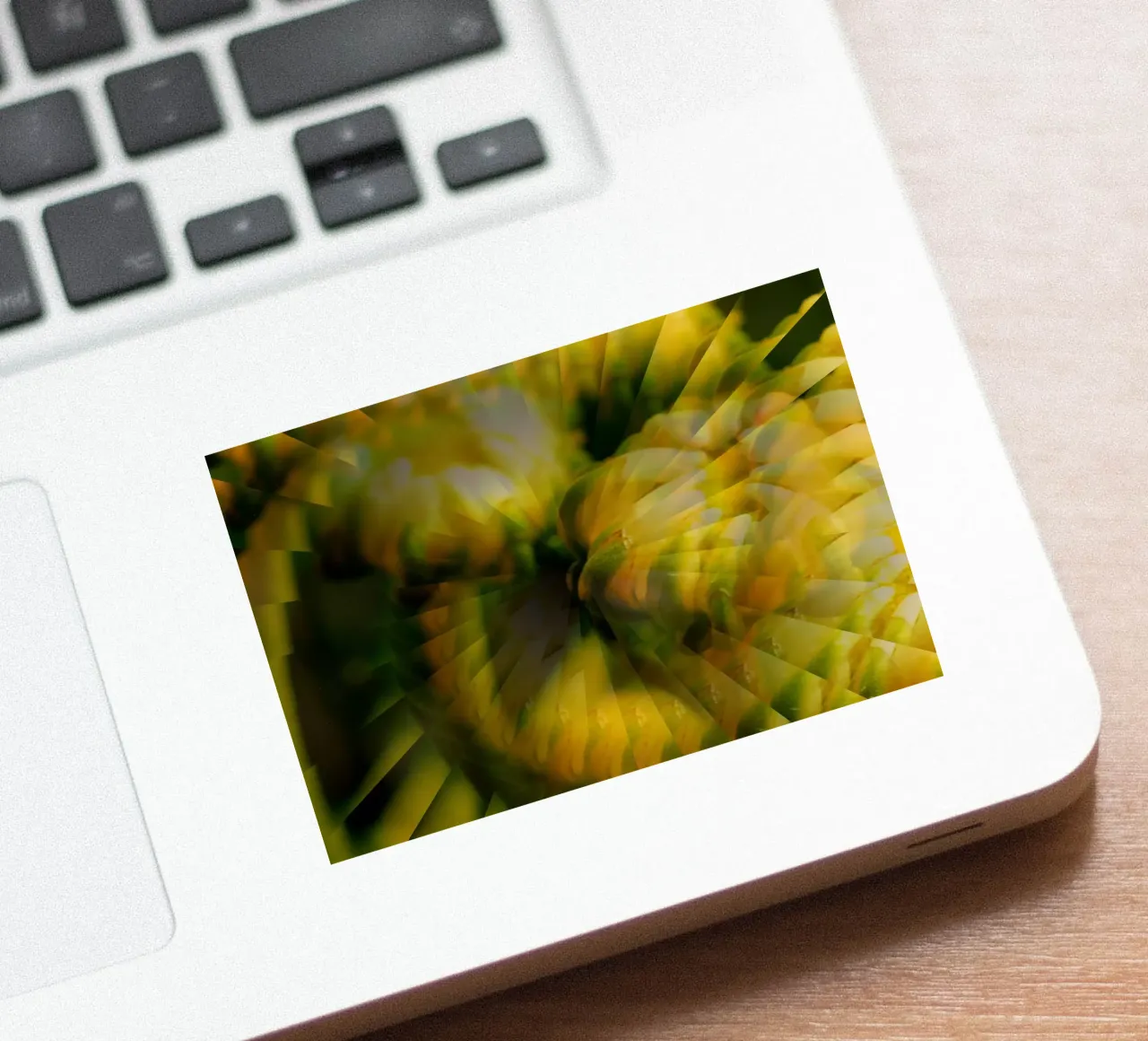 Motif dynamique abstrait en jaune, vert et blanc. autocollant de Something for you