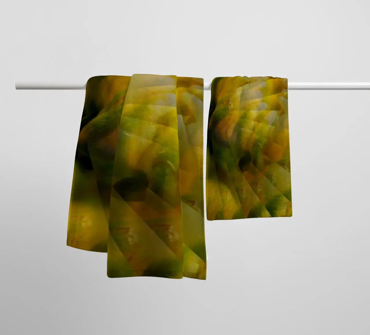 Abstract dynamic pattern in yellow, green and white. towel by Something for you