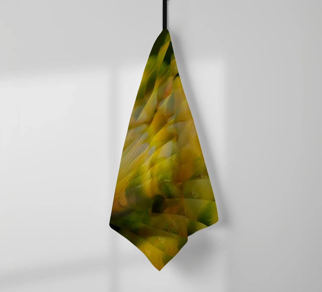 Motif dynamique abstrait en jaune, vert et blanc. torchon de Something for you