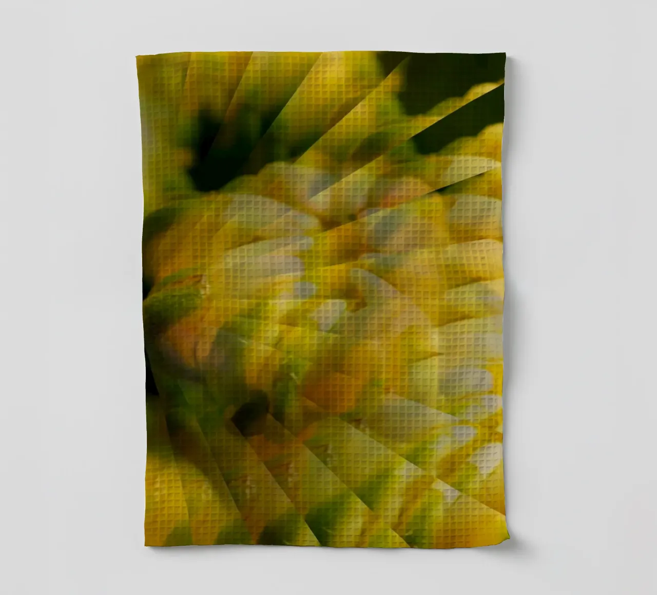 Motif dynamique abstrait en jaune, vert et blanc. torchon de Something for you