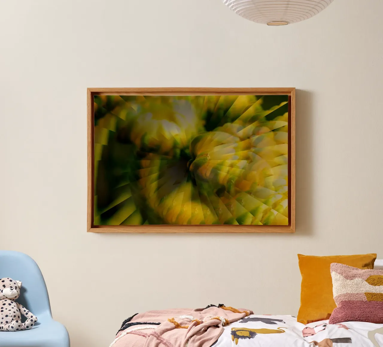 Disegno dinamico astratto in giallo, verde e bianco. tela da Something for you