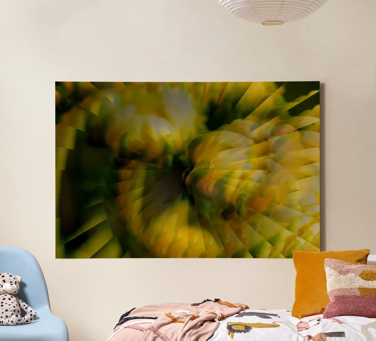 Abstract dynamic pattern in yellow, green and white. canvas by Something for you