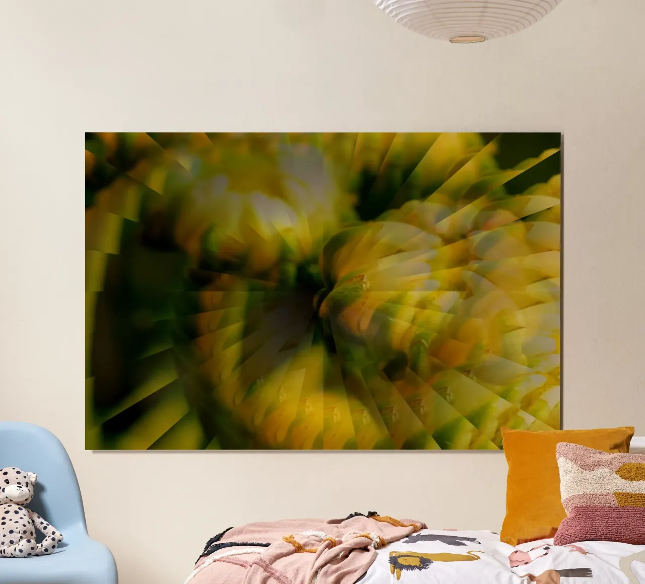 Motif dynamique abstrait en jaune, vert et blanc. hahnemühle de Something for you