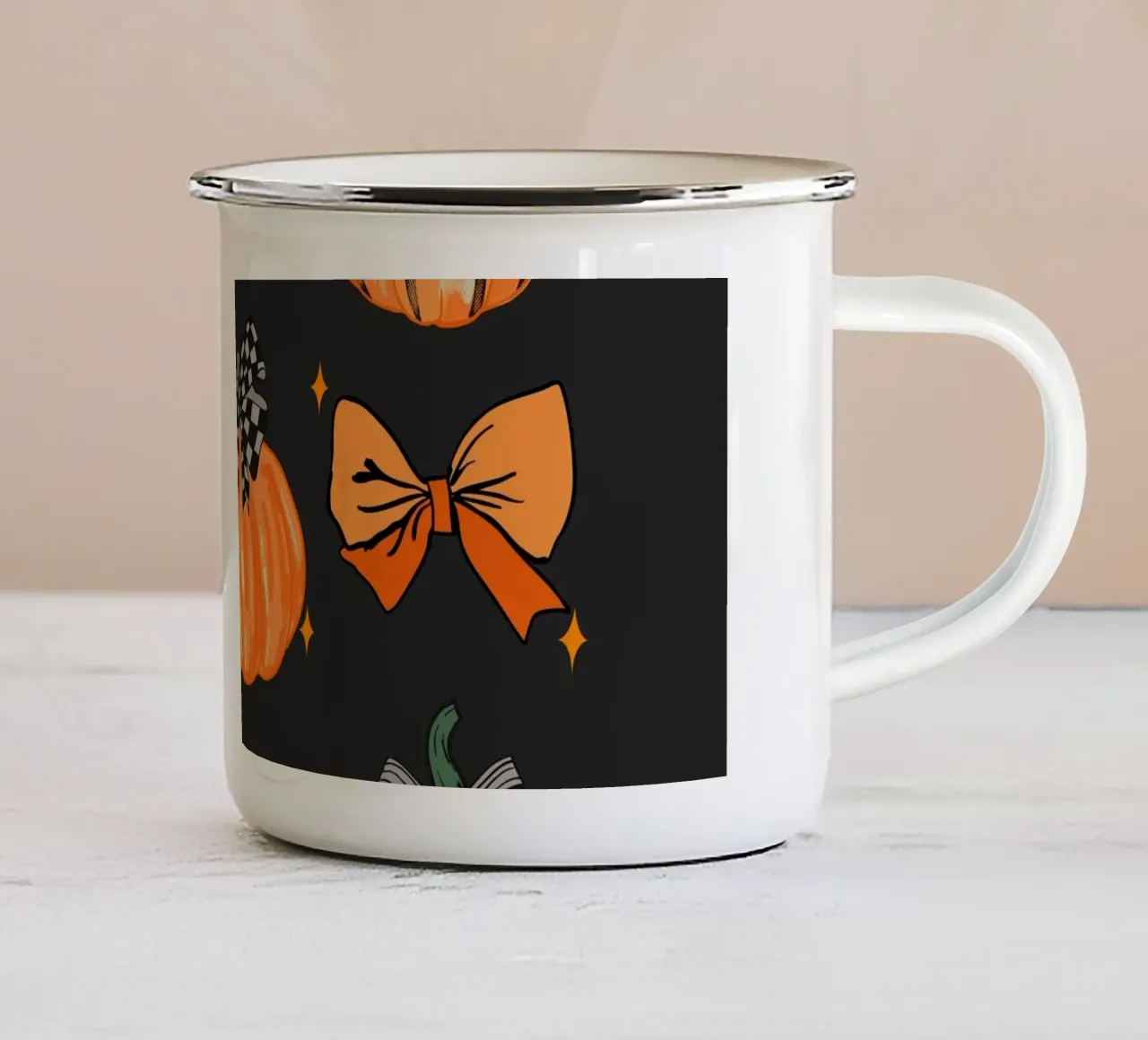 Coquette Zucca Illustrazione autunnale carina tazza in smalto da EDMPROJECT