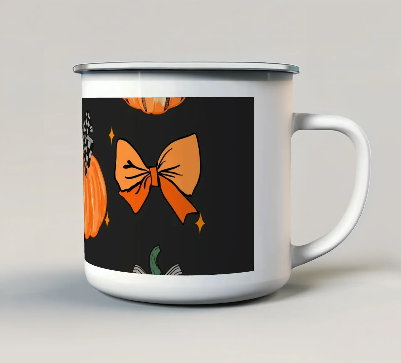 Coquette Zucca Illustrazione autunnale carina tazza in smalto da EDMPROJECT