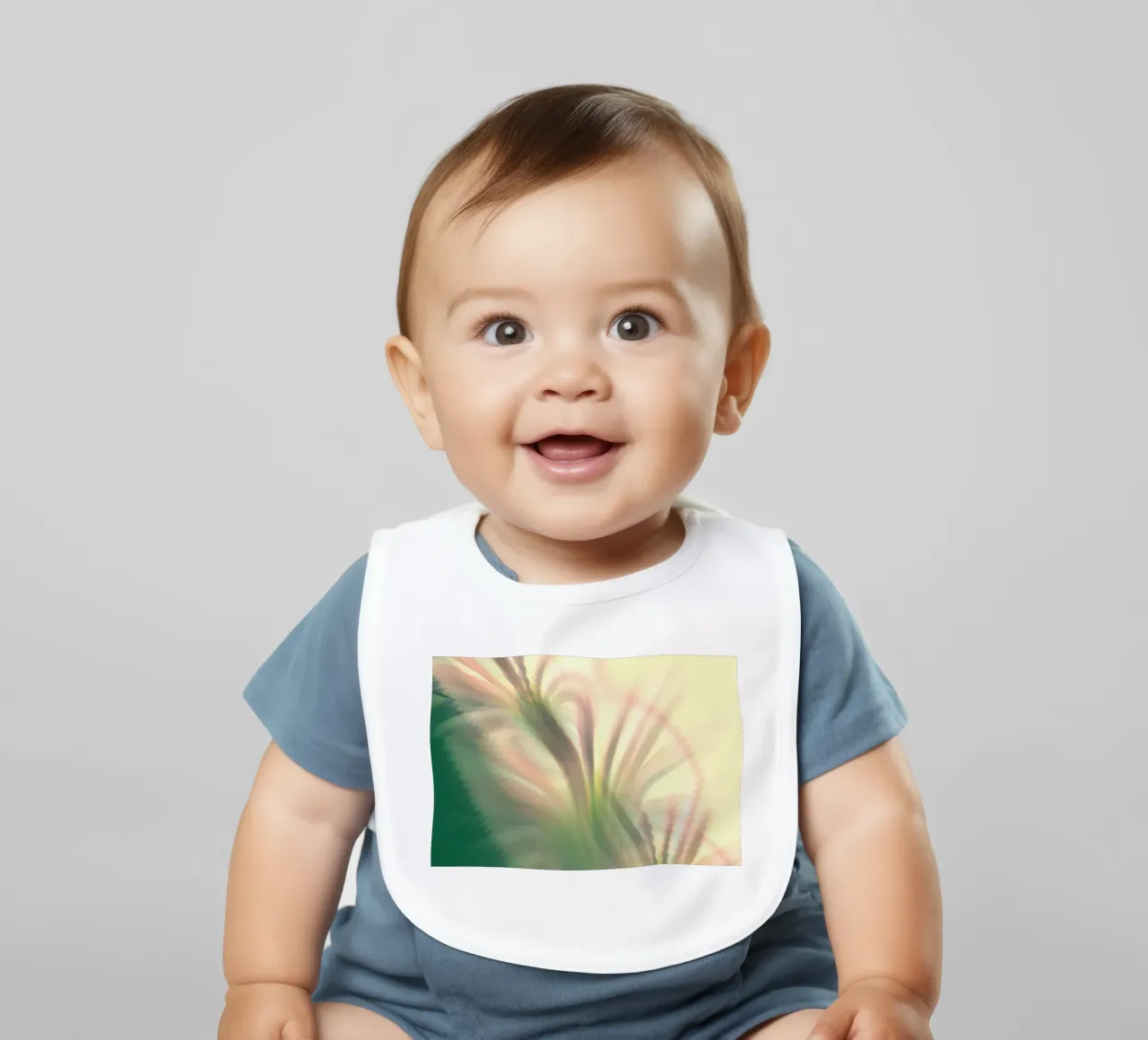 Abstract dynamic pattern in pink, white and green. baby bib by Something for you