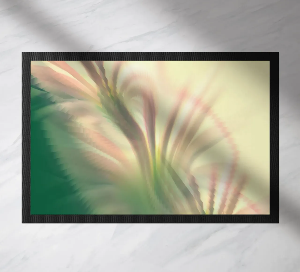 Abstract dynamisch patroon in roze, wit en groen. deurmat van Something for you