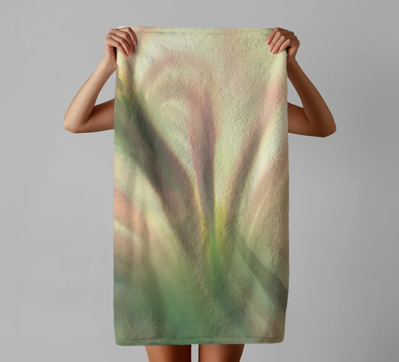 Abstract dynamic pattern in pink, white and green. towel by Something for you