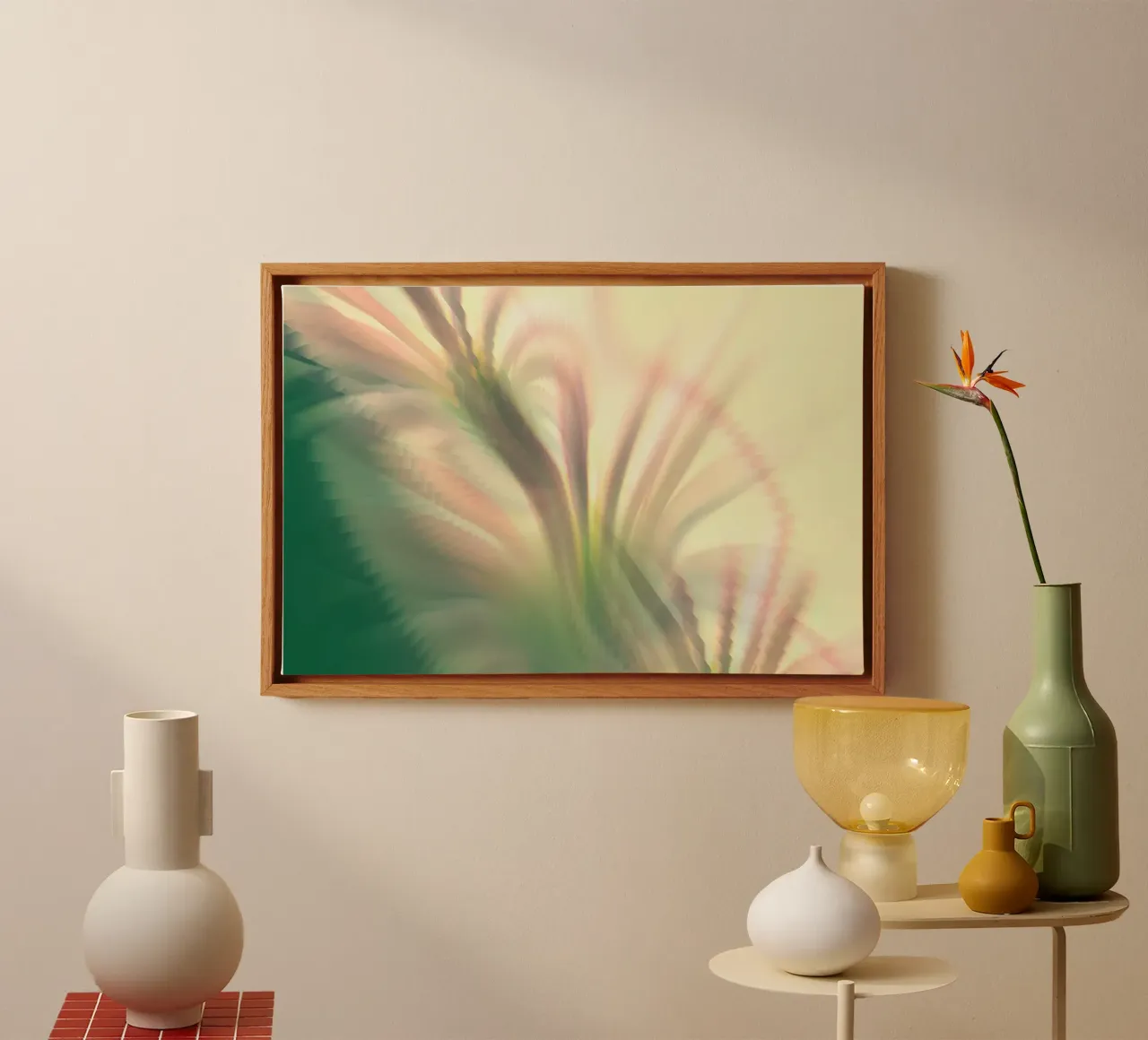 Abstract dynamic pattern in pink, white and green. canvas by Something for you