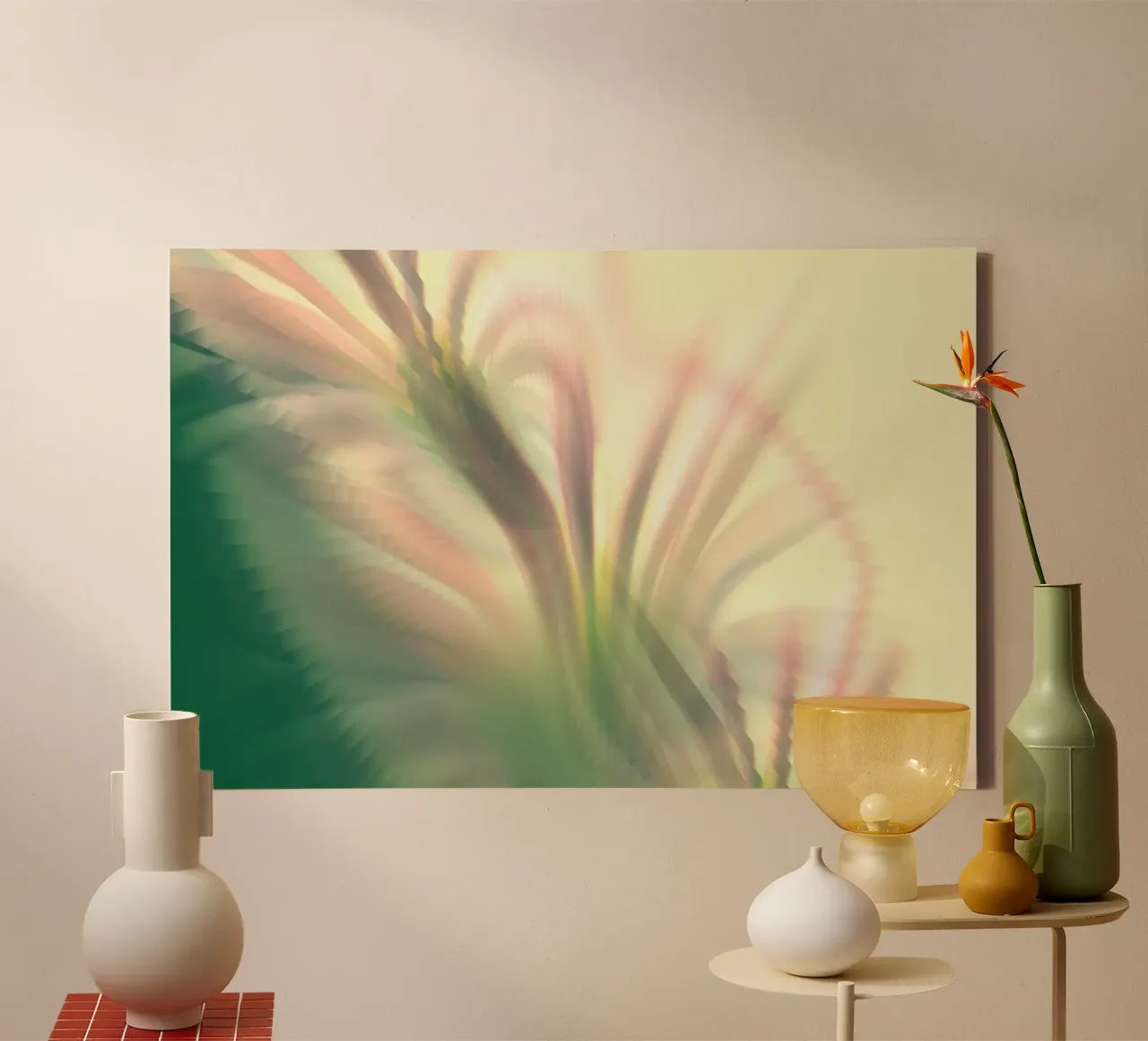 Abstract dynamic pattern in pink, white and green. canvas by Something for you