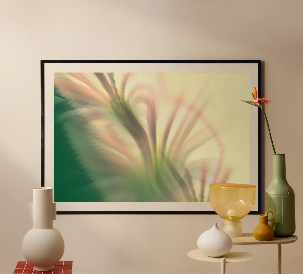 Motivo dinamico astratto in rosa, bianco e verde. poster da Something for you