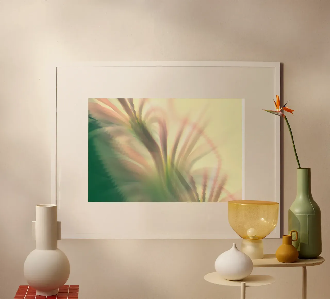 Motivo dinamico astratto in rosa, bianco e verde. poster da Something for you