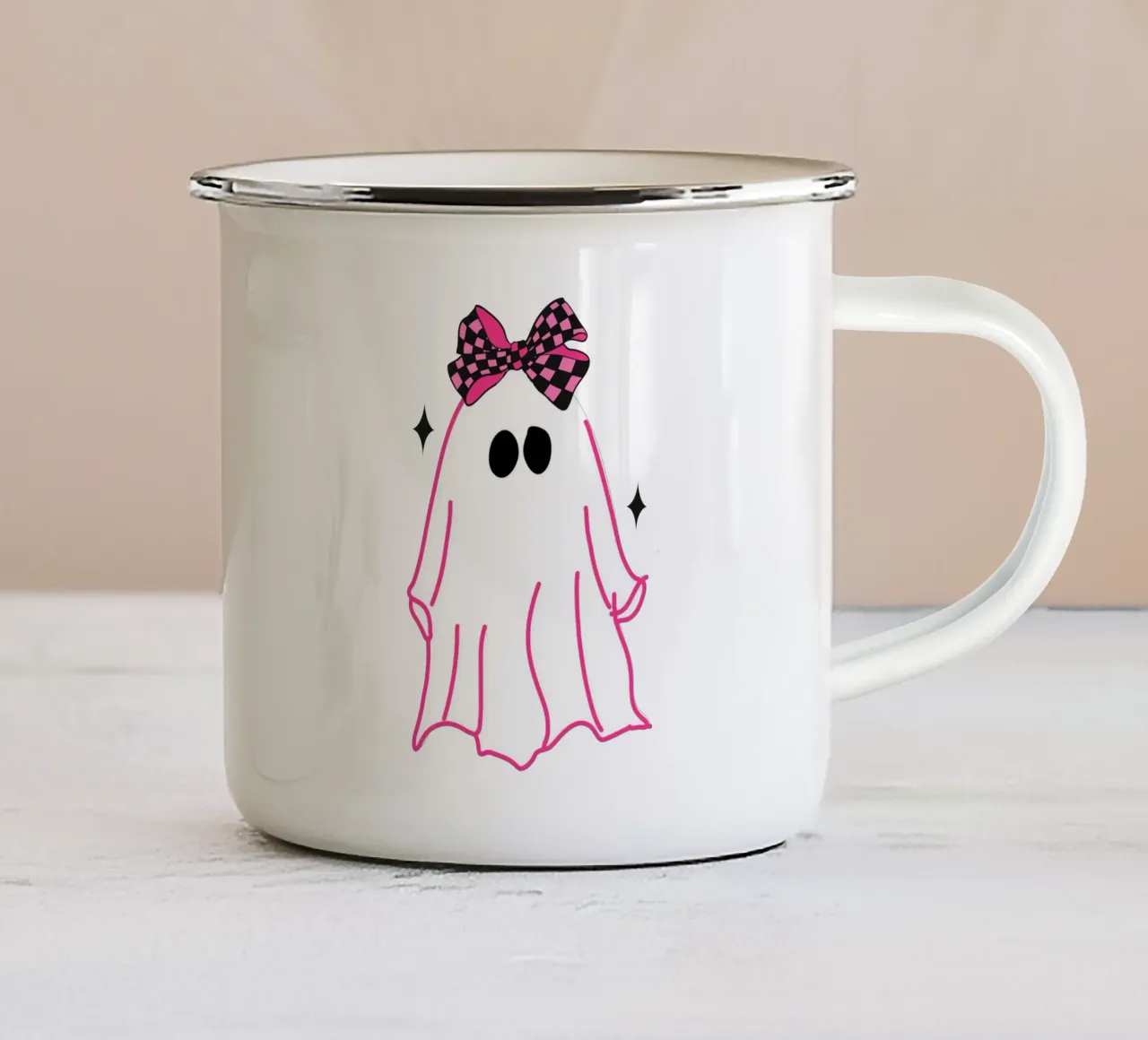 Fantasma della Coquette Rosa tazza in smalto da EDMPROJECT