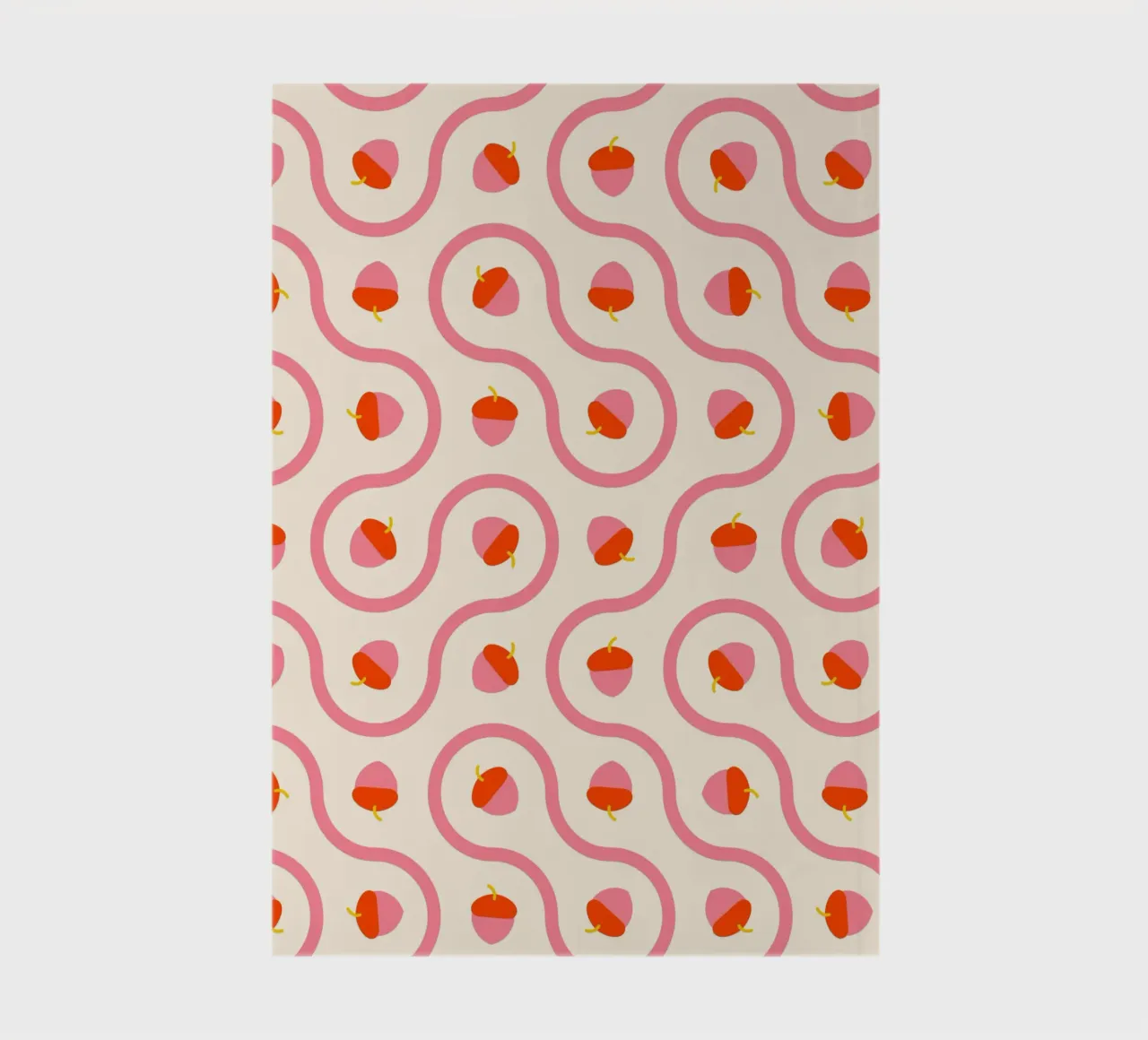Pink and Red Acorns with Wavy Lines on Light Cream notebook by CoelfenArt