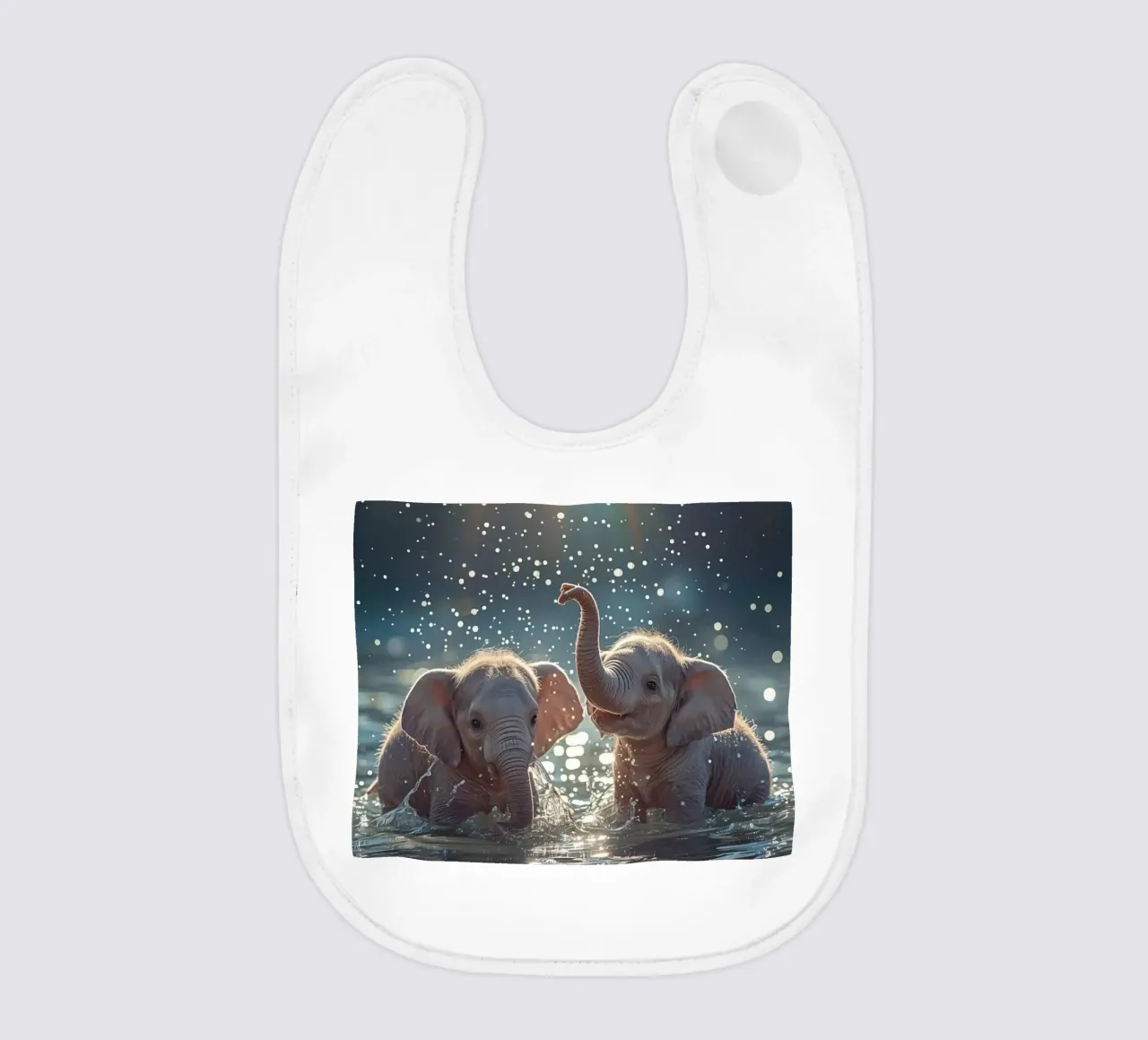 Due cuccioli di elefante che giocano in acqua bavaglino da DesignDoodle