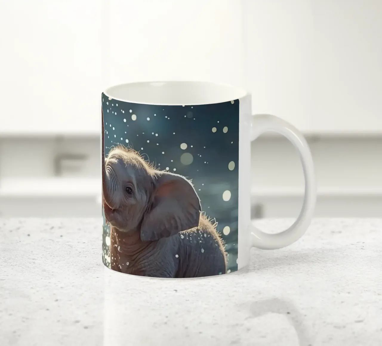 Due cuccioli di elefante che giocano in acqua tazza in ceramica da DesignDoodle