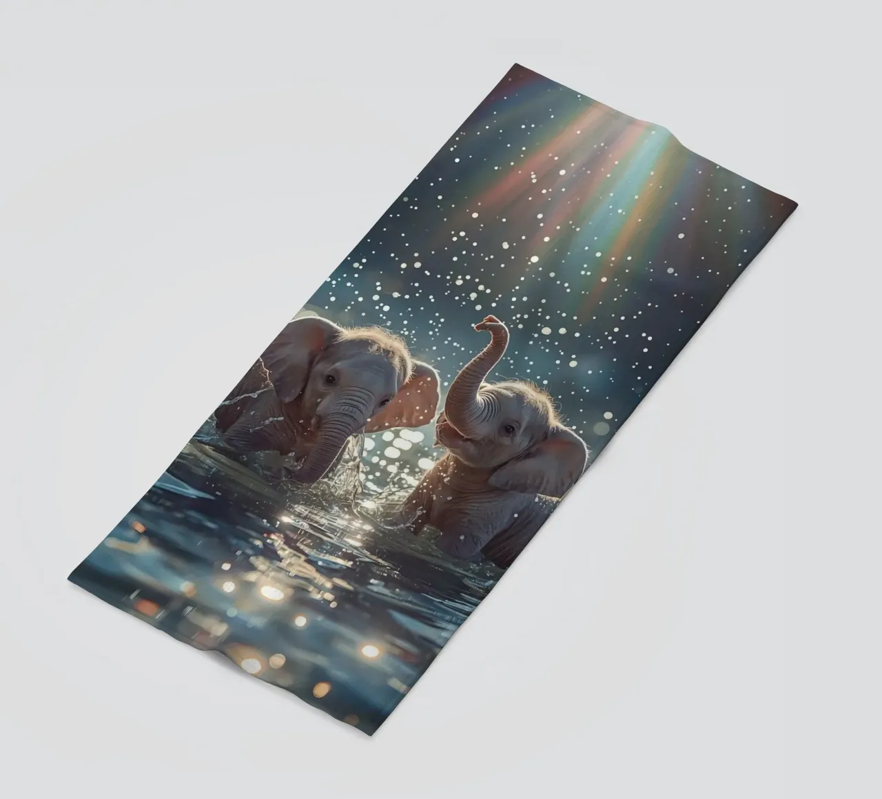Due cuccioli di elefante che giocano in acqua telo mare da DesignDoodle
