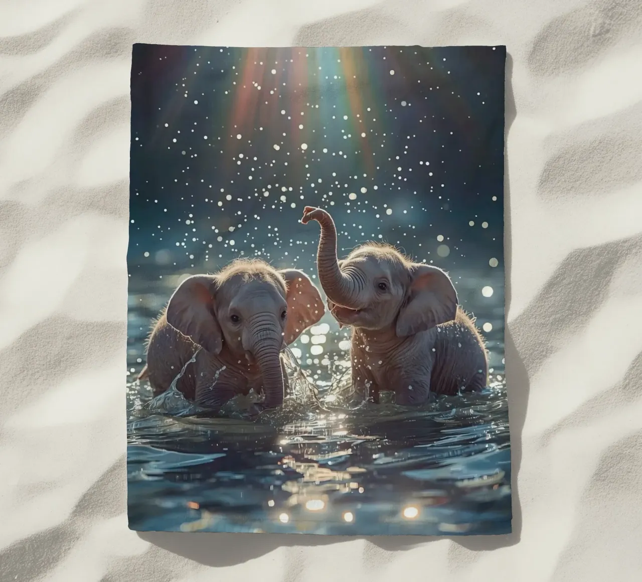 Due cuccioli di elefante che giocano in acqua telo mare da DesignDoodle