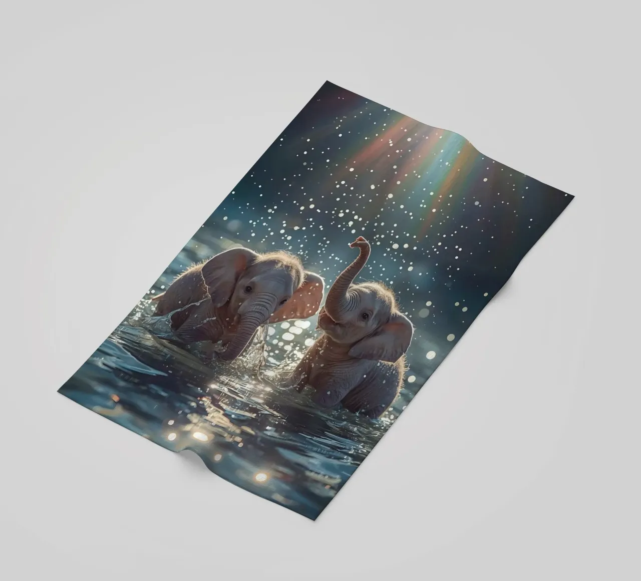 Due cuccioli di elefante che giocano in acqua telo mare da DesignDoodle