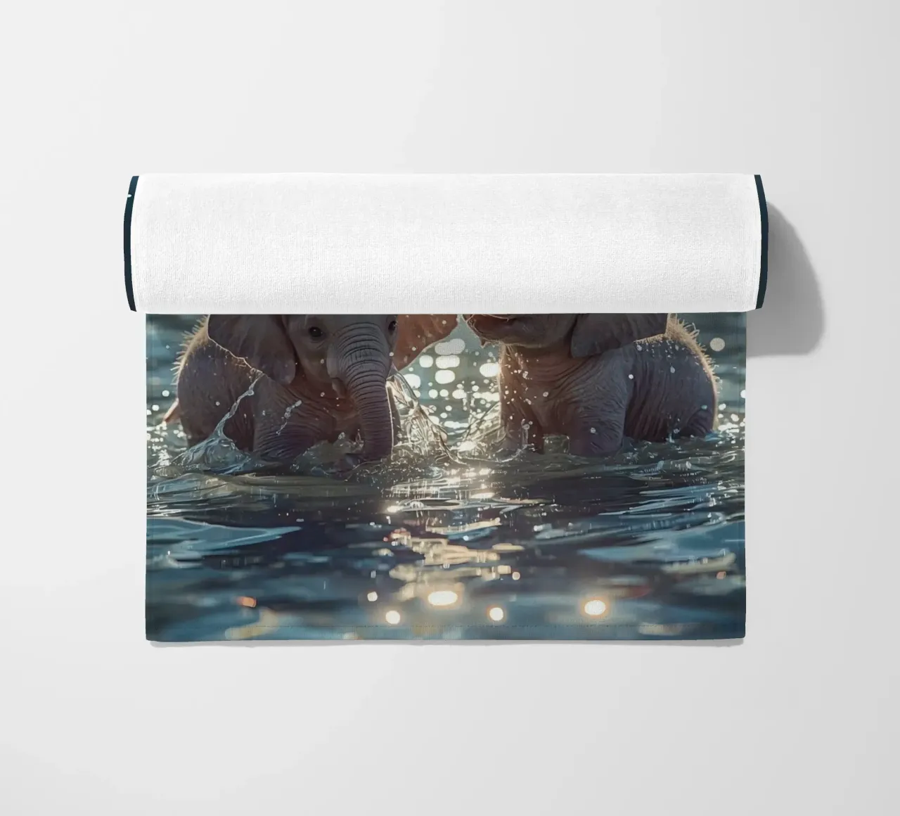 Due cuccioli di elefante che giocano in acqua telo mare da DesignDoodle
