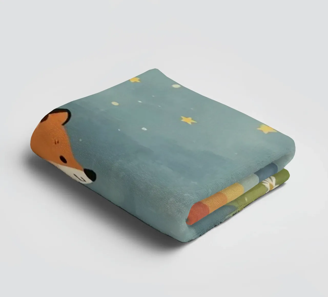 Niedliche glückliche zwei Füchse unter Regenbogen und Sternen Handtuch von DesignDoodle