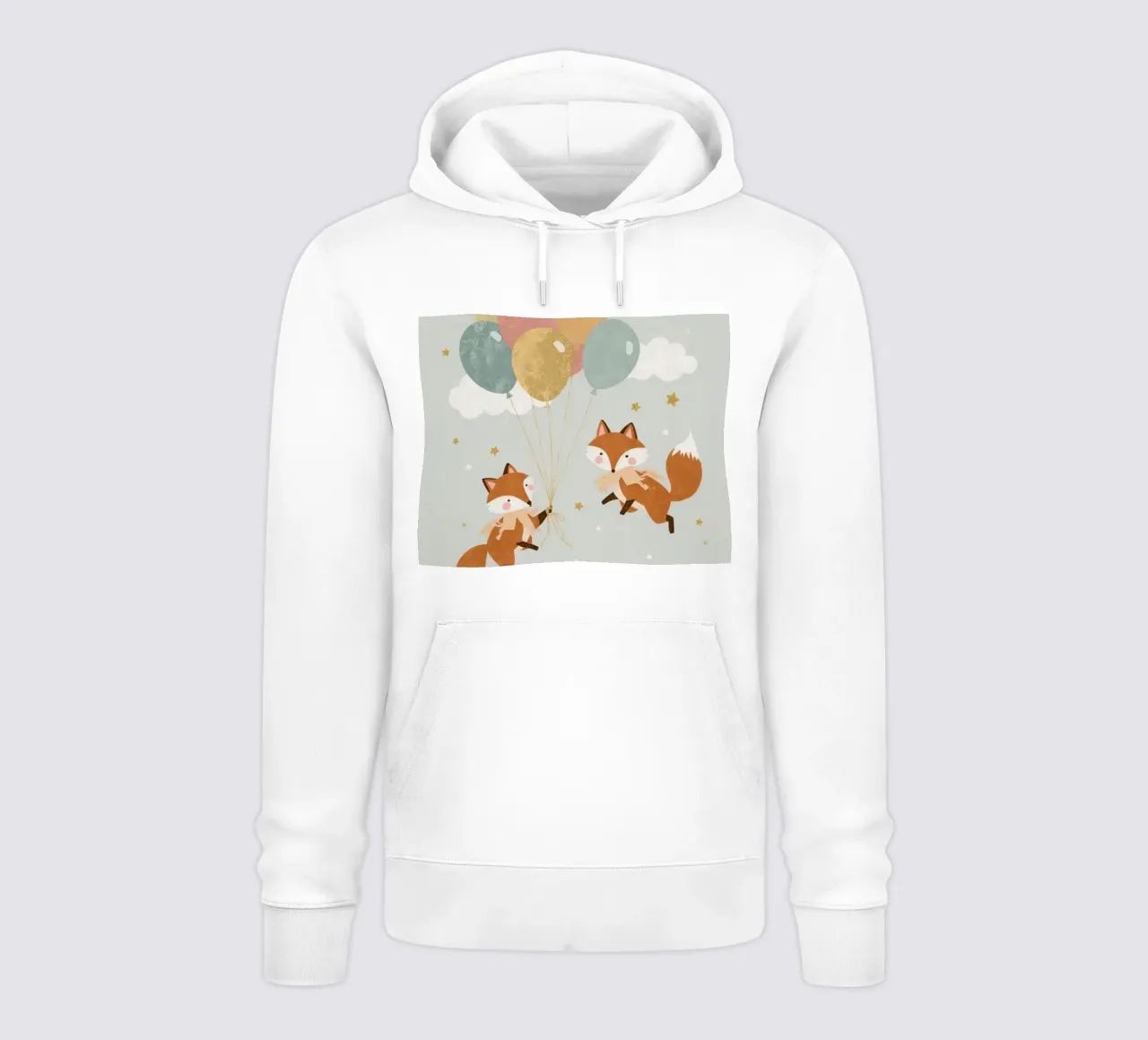 Dos lindos zorros jugando con globos en el cielo sudadera con capucha de DesignDoodle